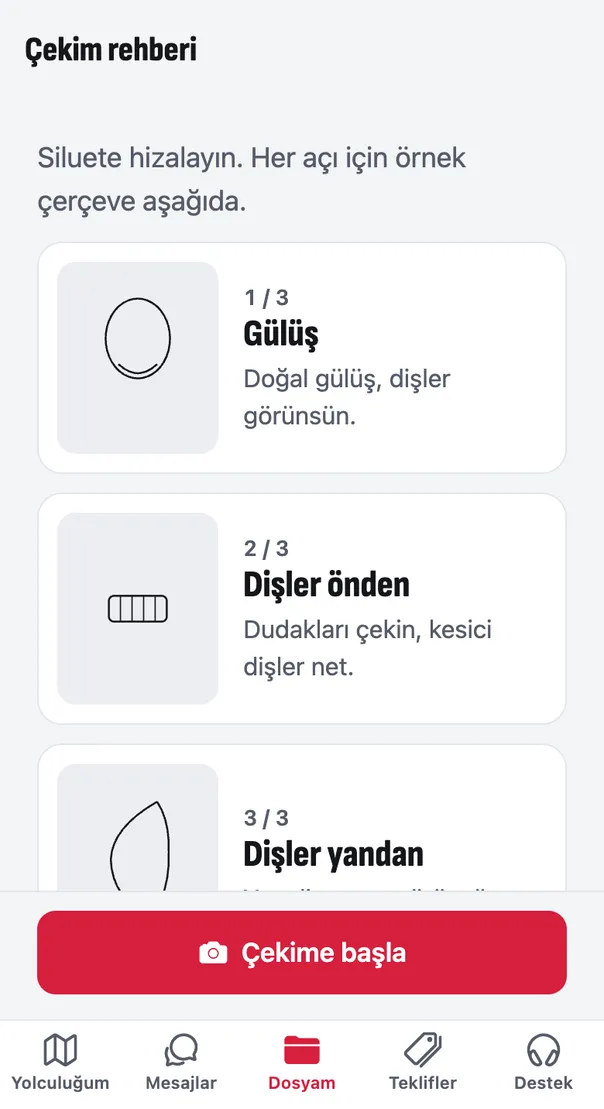 Hasta uygulamasından ekran görüntüsü